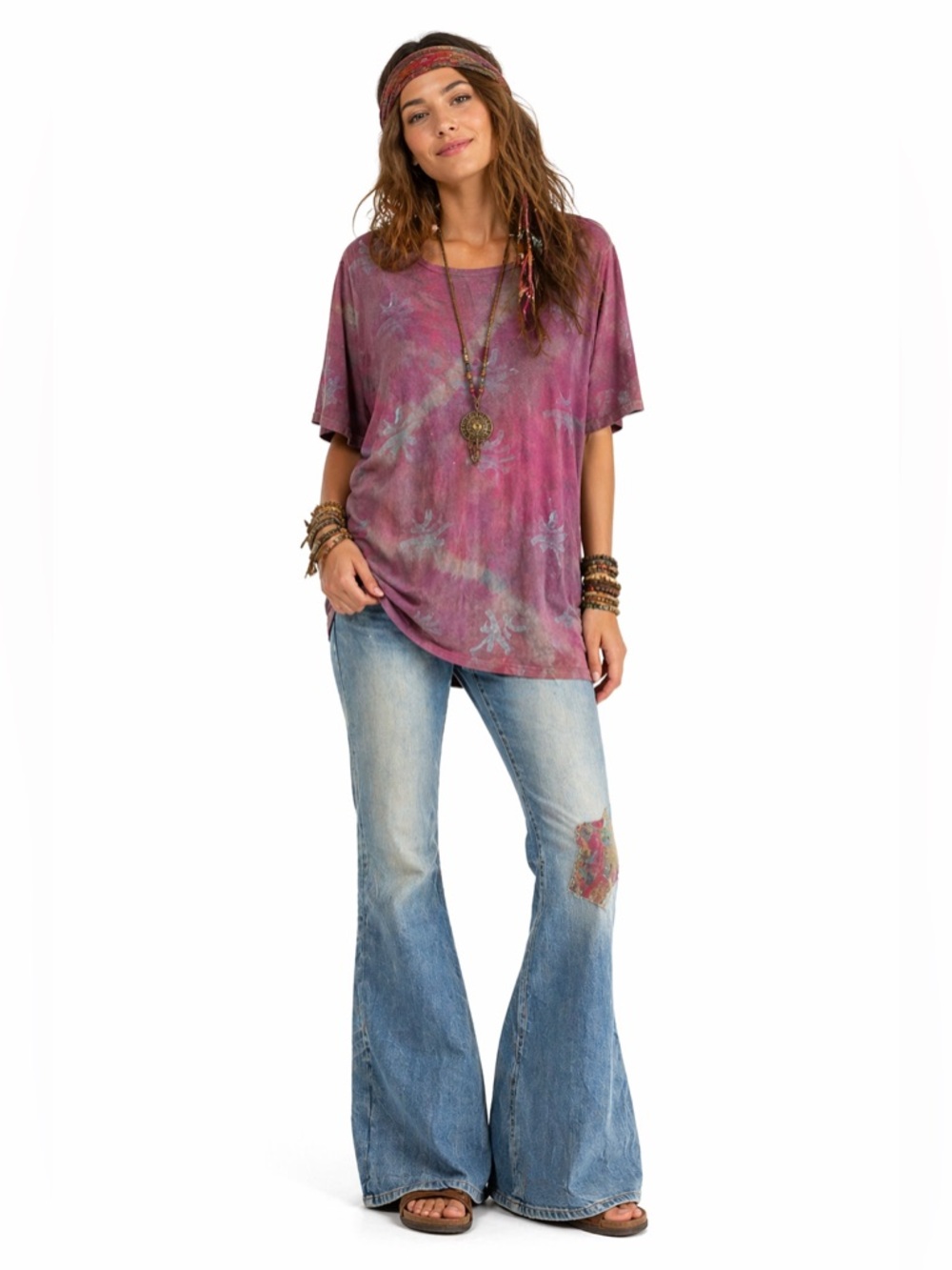 Blue Fish Clothing Vintage 90’s Hand Painted Organic Cotton Tee Mauve Size L